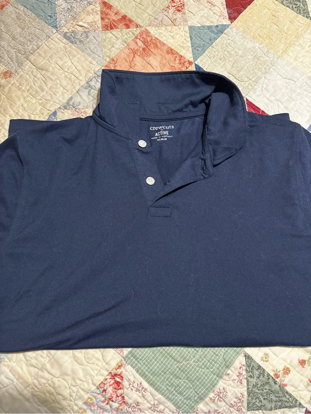 Crewcuts Navy Polo Shirt with Two-Button Placket